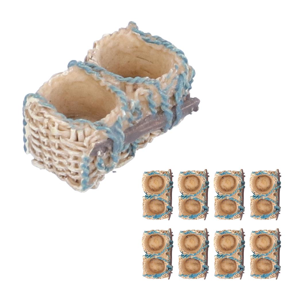 10PCS Miniature Rattan Basket Ornaments Simulation Basket Micro Landscape Bonsai Decoration