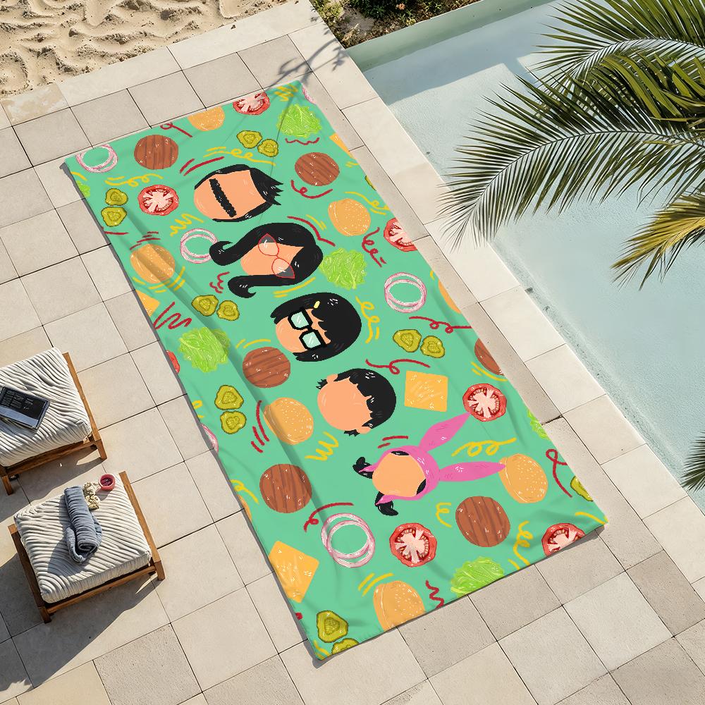Cartoon B-Bobs-Burgers Cute Towel Shower Sauna Travel Spa Quick Dry Gym Accessories Soft Large Beach Towels