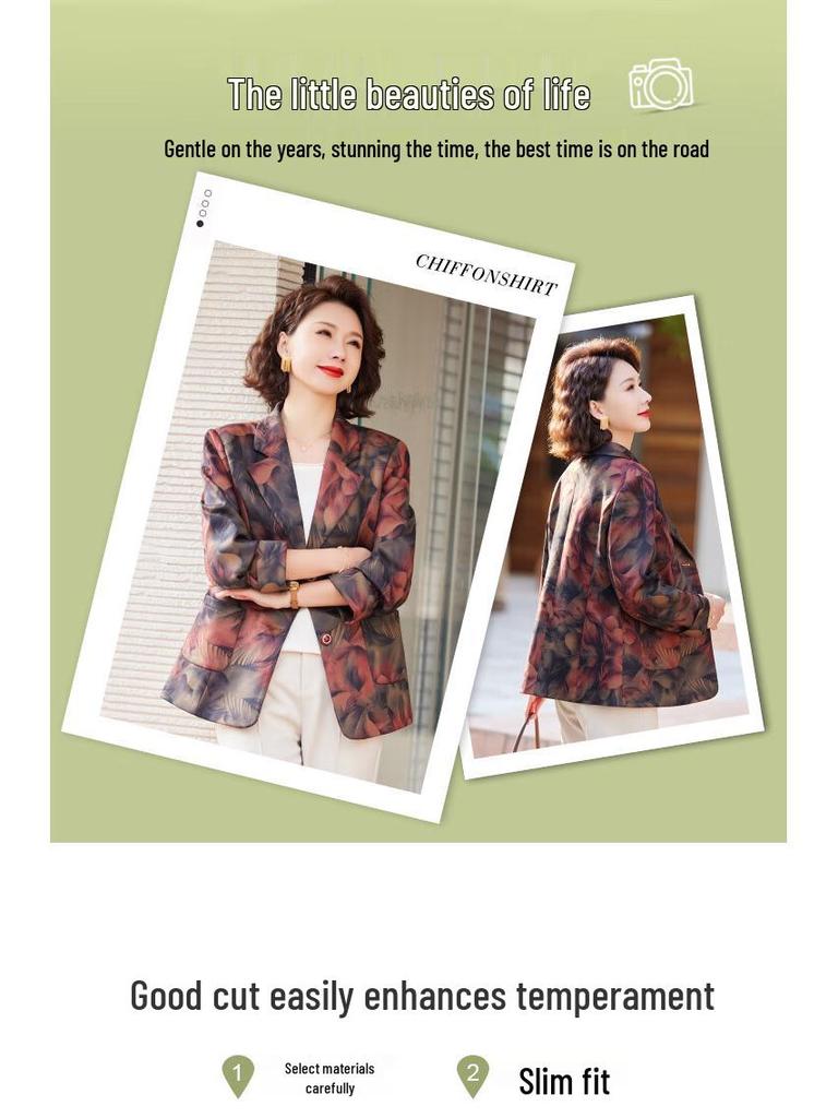 Women's Retro Floral Print Casual Blazer