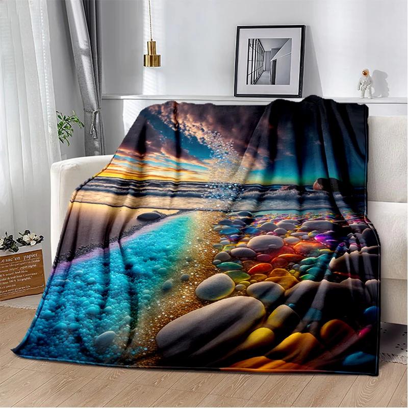 2025 New Style Beauty Colorful Pebble Road Beach Stone Scenery Blanket,Soft Throw Blanket for Home Bedroom Bed Sofa Cover Kids