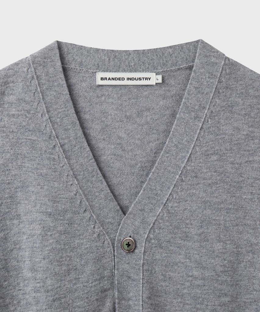 Branded [Superior] Essential Superfine V-Neck Cardigan [Melange Gray]