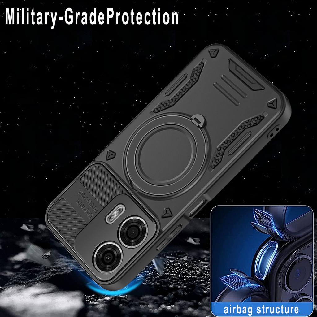 Magnetic Case For Motorola Moto G04 4G / G24 4G Shockproof TPU + PC Phone Back Cover with Kickstand