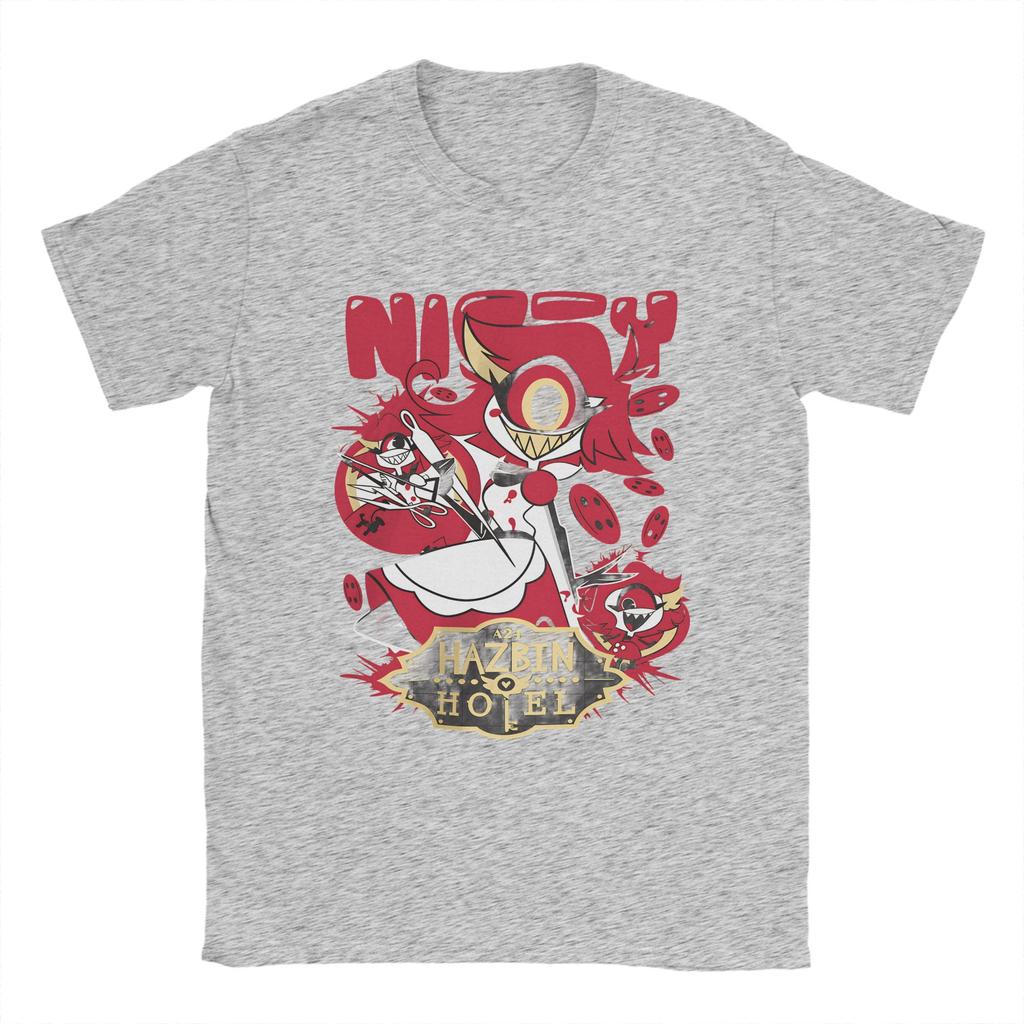 Hazbins Hotel T-Shirts Men  Leisure Cotton Tees Crewneck Short Sleeve T Shirts Summer Clothing