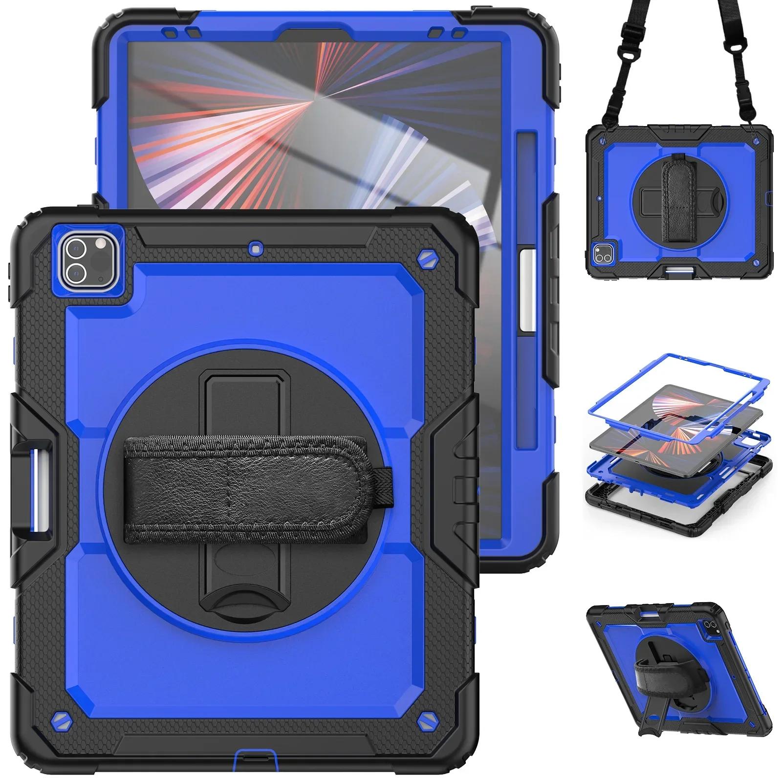 360 Rotatie Kinderen Stand Tablet Hoes voor IPad Pro Air 13 11 12.9 10.2 9.7 10 9 8 7 6 5e Mini 6 5 4 Cover +Schouderband Funda iPad mini6 2021