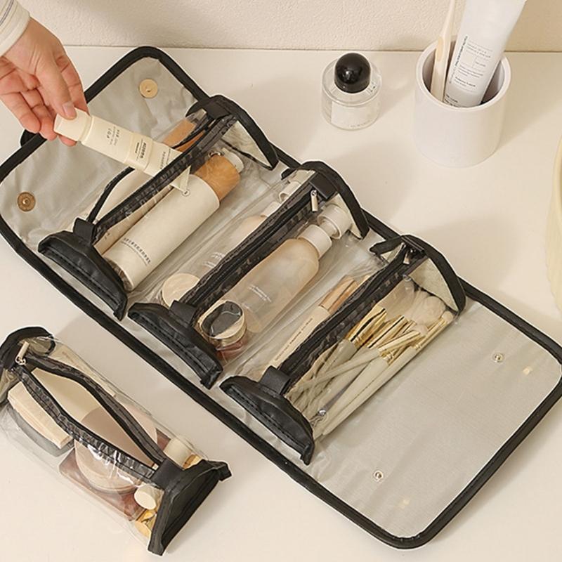 Large Capacity Portable Storage Pouches For Cosmetics Toiletries With Removable Dividers And PVC Materials