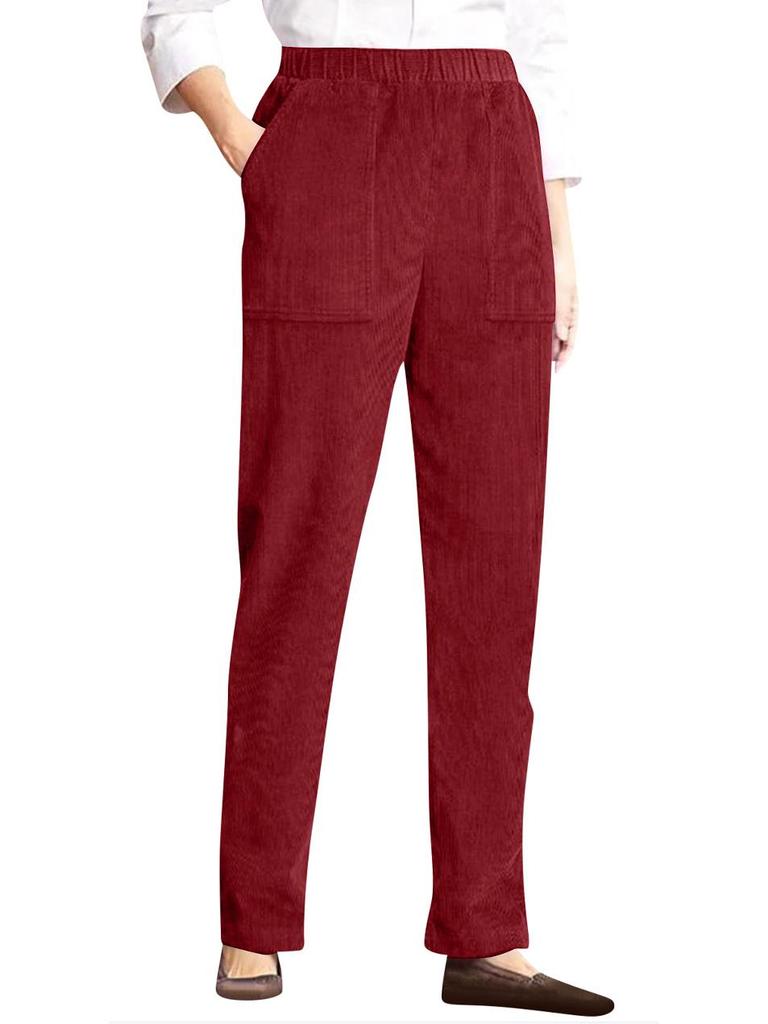 Women's Autumn/Winter Corduroy Elastic Waist Straight-Leg Pants
