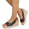 2026 Summer Women's Platform Wedge Sandals Peep Toe Buckle Strap Roman Plus Size Casual Shoes
