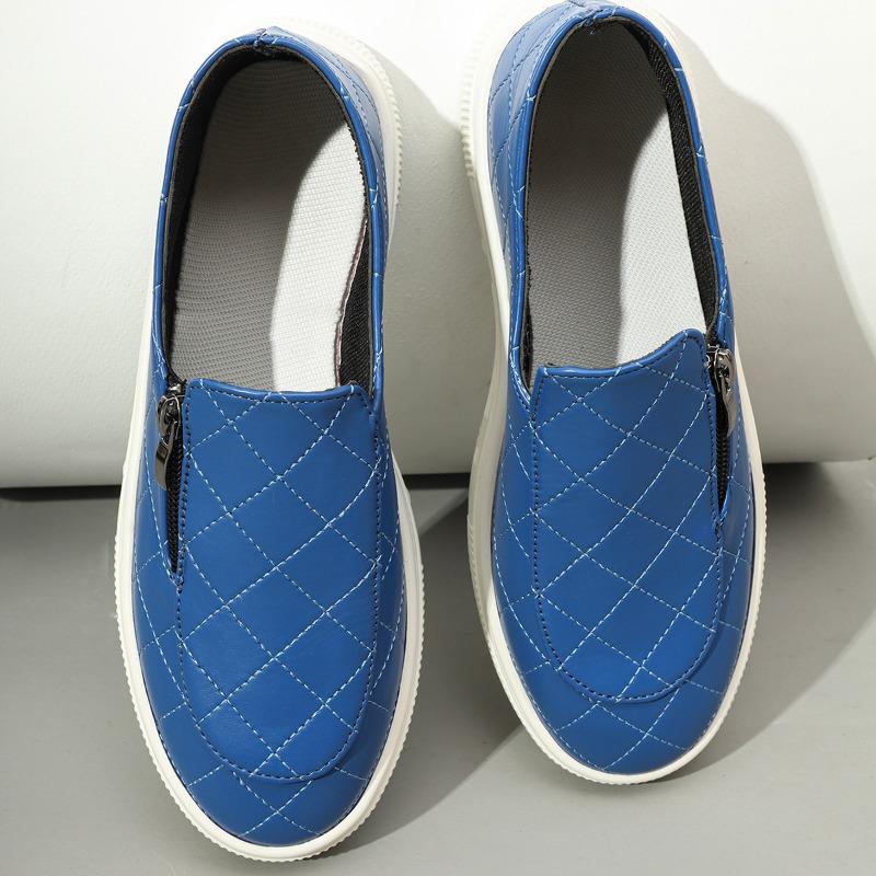 Fashion Women's Casual Sports Shoes Spring New Round Head Deep Zip Soft Sole Anti-slip Wear-resistant Flat Shoes