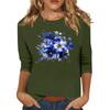 Dames casual top met zevenpuntige mouwen en print, ronde hals.