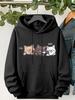 Cute Three Kittens Printed Hoodie 2025 Autumn Winter New Women's Round Neck Top Hoodie Women's Sweatshirt Casual Clothing
