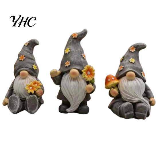 Pastorala Blomster Svamp Figurer Halloween Trädgårdstomte Figur, Vintage Alv Dvärg Staty Inomhus Balkong Dekorationer för Uteplats Gård, Vattentät