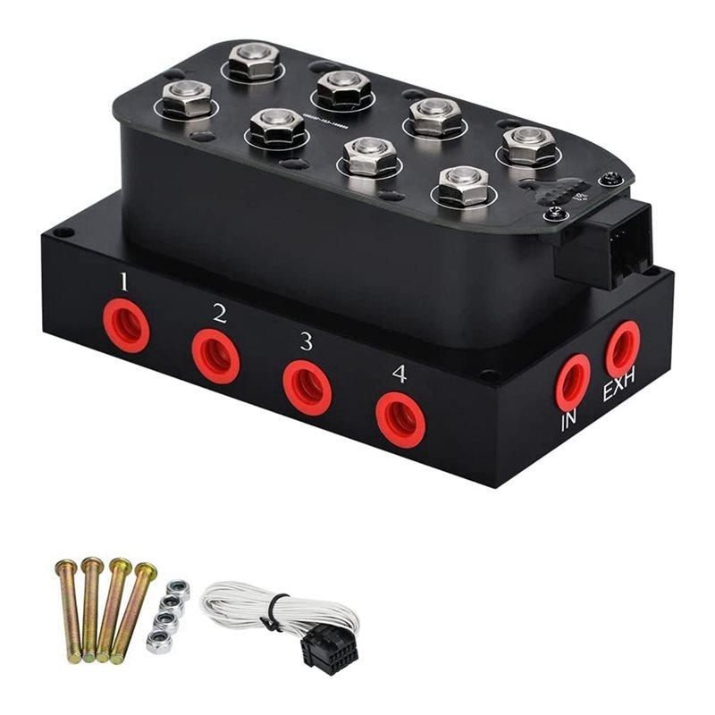 Universal 12V Control Air Bag Suspension System 1/4 1/8 Inch NPT 0-300 Psi 4-Corner Block Manifold Solenoid Valve For Car