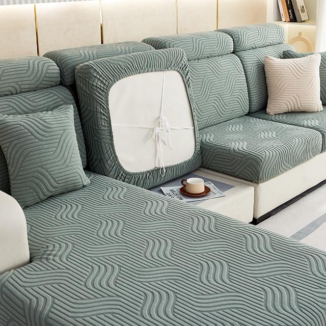 Jacquard Sofa Furniture Seat Cushion Protective Covers Stretchy Soild Colour Anti -Dirty L -Shaped Couch Covers Removable Sofa Slipcover Home Office
