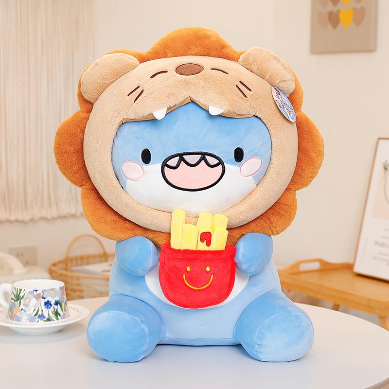 3045Cm Soft Blue Shark Fatty Plush Toy Stuffed Cartoon Ocean Animal Sitting Lying Doll Appeasing Birthday Gift