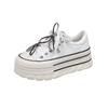 Bow beaded white shoes women's thick-soled muffin shoes 2025 spring new small height-increasing shoes casual board shoes