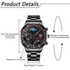 Men's Waterproof Analog Watch, Black: Luminous Star and Moon Display, Quartz Movement, Simple and Stylish, Men's Fashion Accessory - Perfect Gift for