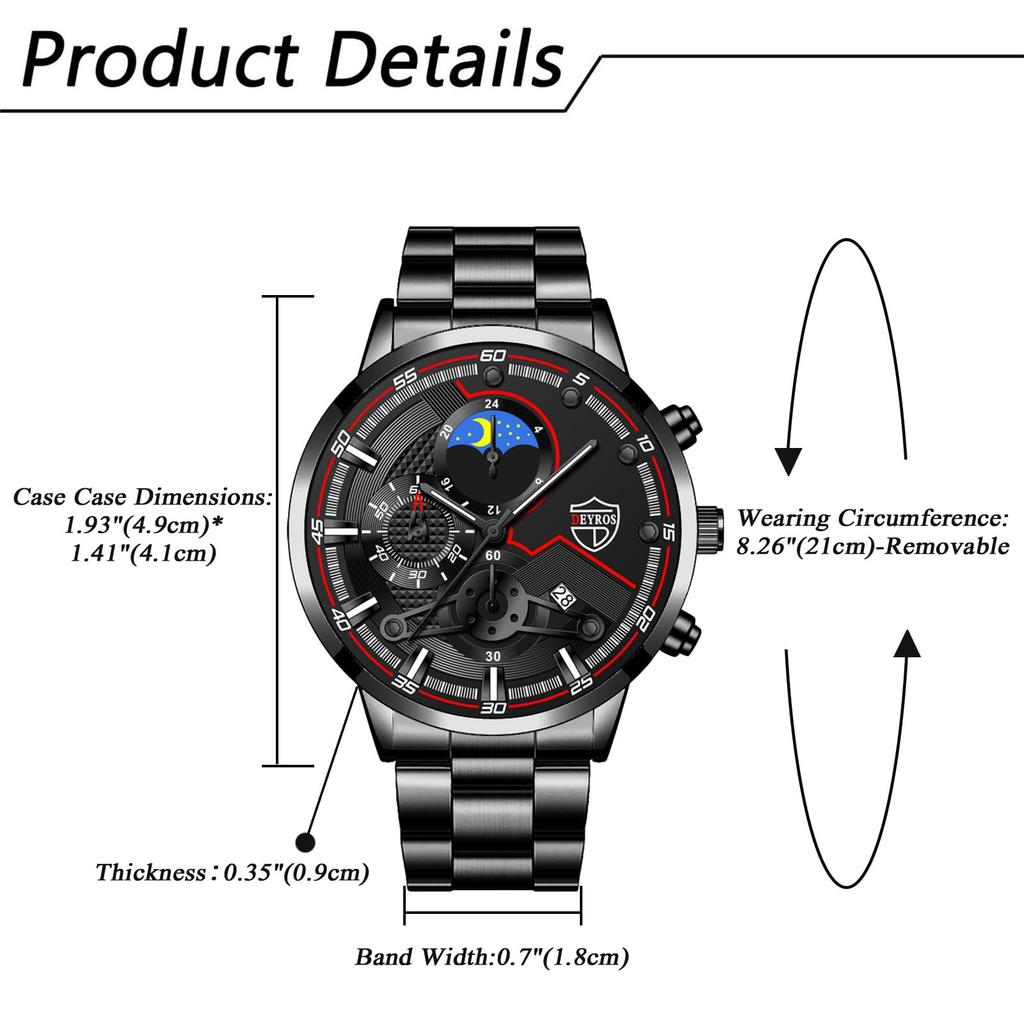 Men's Waterproof Analog Watch, Black: Luminous Star and Moon Display, Quartz Movement, Simple and Stylish, Men's Fashion Accessory - Perfect Gift for