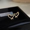 Elegant Heart Cross Zircon Stud Earrings for Women - Simple, Versatile, Niche Design