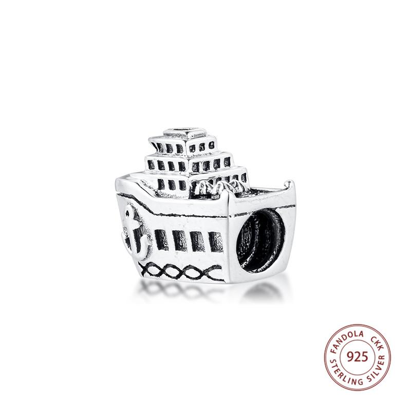 Äkta 925 Sterlingsilver Alla Ombord Kryssningsfartyg Berlocker Pärlor för Smyckestillverkning Passar Original Armband Berloques Bijoux Femme