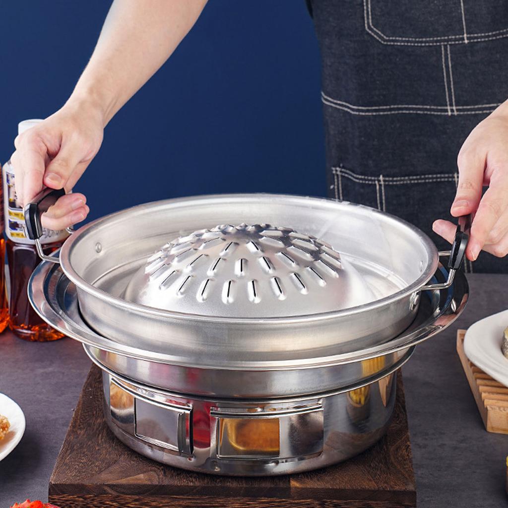 Padella per barbecue tailandese 2 in 1 antiaderente, riscaldamento uniforme, pentola calda in alluminio, griglia a carbone, per fornello a gas, fornello a gas a bombola