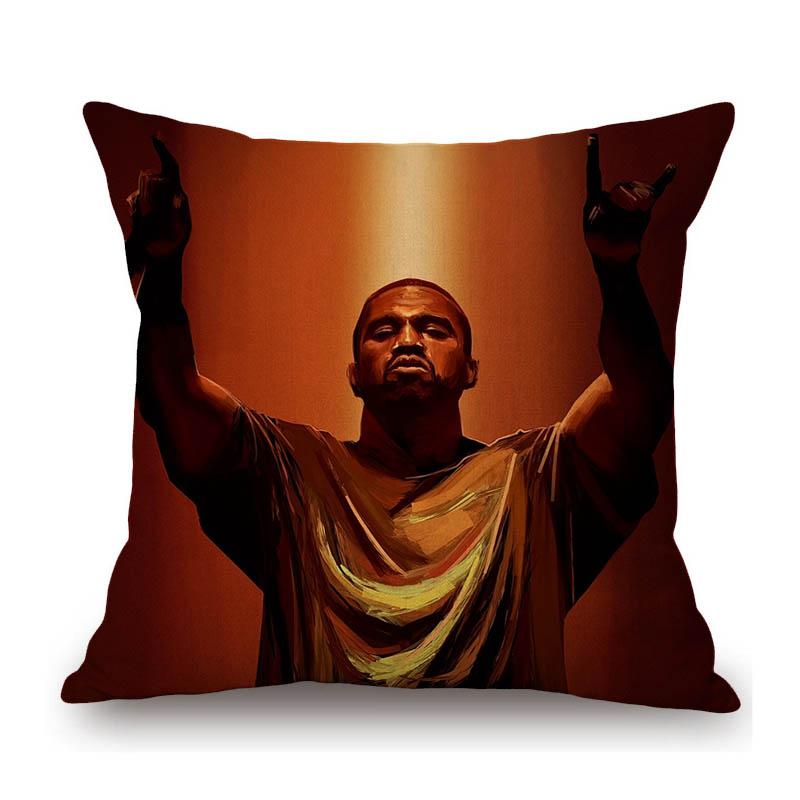 Lovely Funny Kanye West Funny Face Celebrity Portrait Art Hollywood Cotton Linen Sofa Throw Pillow Case Decorative Cushion Cover