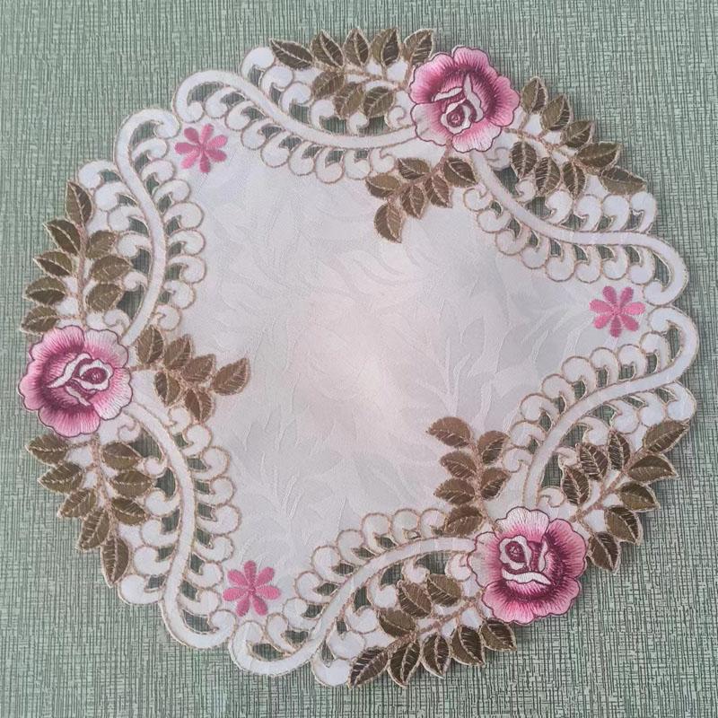 Popular rosa flor bordado mesa jogo americano pano casamento festa de natal jogo americano cozinha decoração de mesa e acessórios