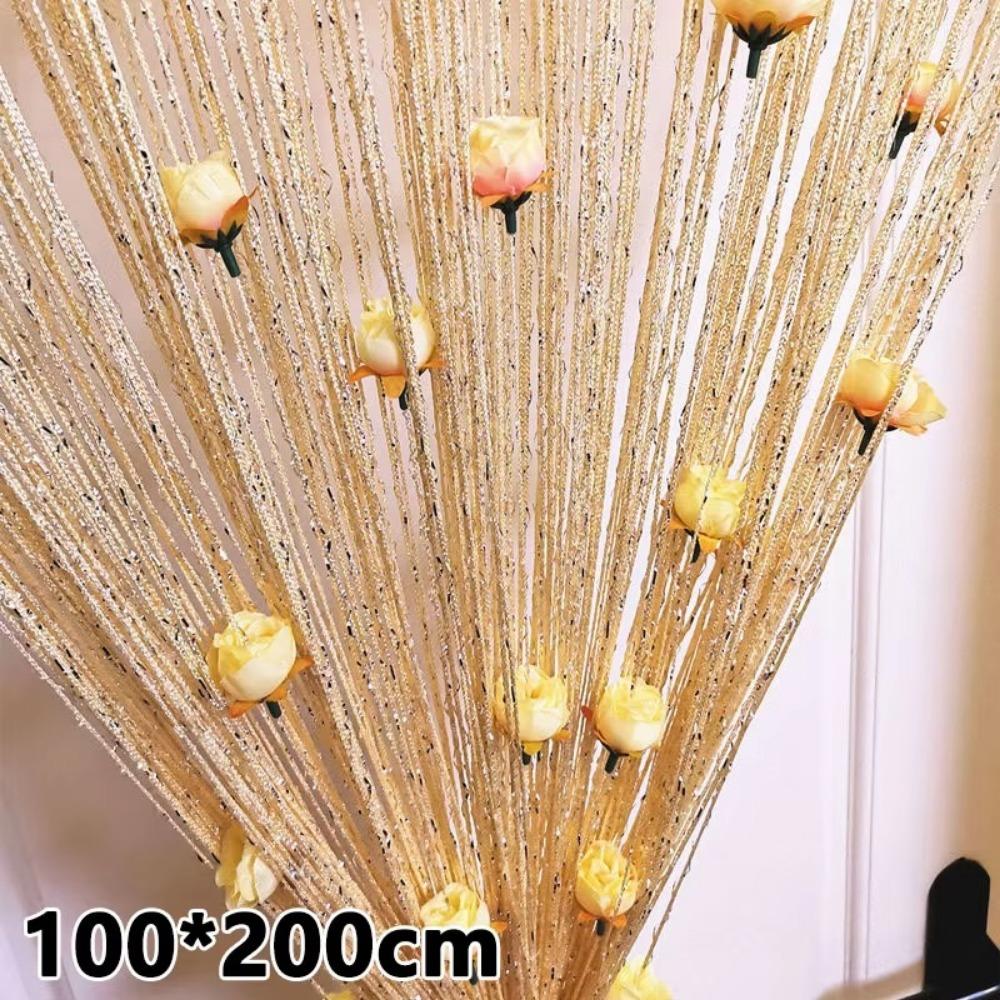 Tassel Door Line Curtain Rose Flower Divider Curtains Vestibule String Curtains For Living Room