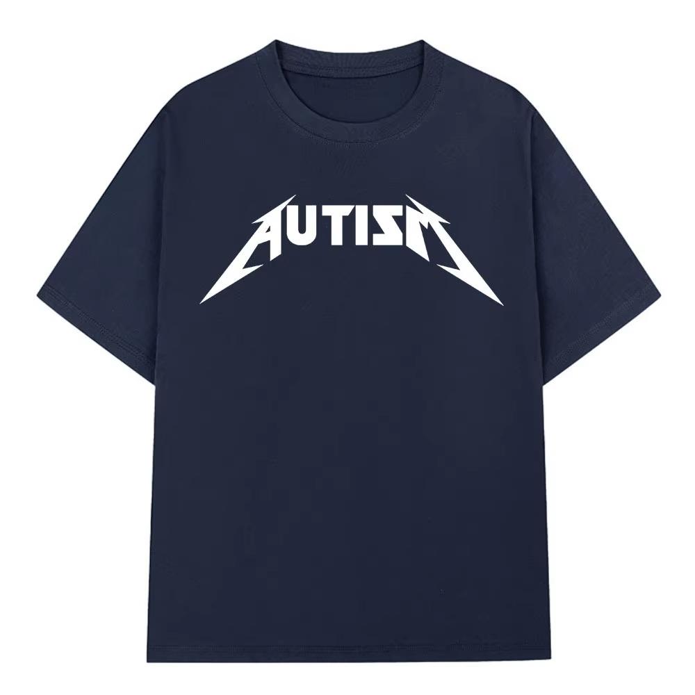 Autism Metal Rock funny Mens 100Cotton shirt Y2k hiphop style Graphic Tshirt Unisex Oneck Short Sleeve Streetwear Women shirt