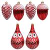 Red Christmas Hanging Decoration Electroplated Pinecone Acorn Owl Xmas Ornament Ball Plastic Festival Xmas Baubles Scene Making