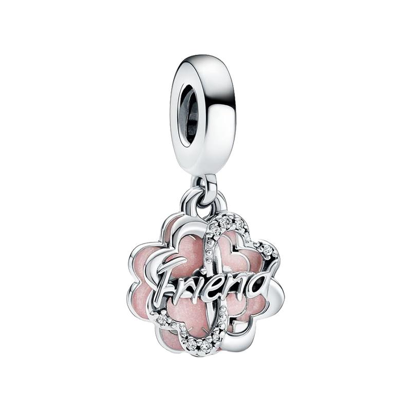 Lucky Clover Charms Fit Fashion Original Bracelets Four Leaf Clover 925 Silver Green Zircon Beads Pendant DIY Jewelry Gift