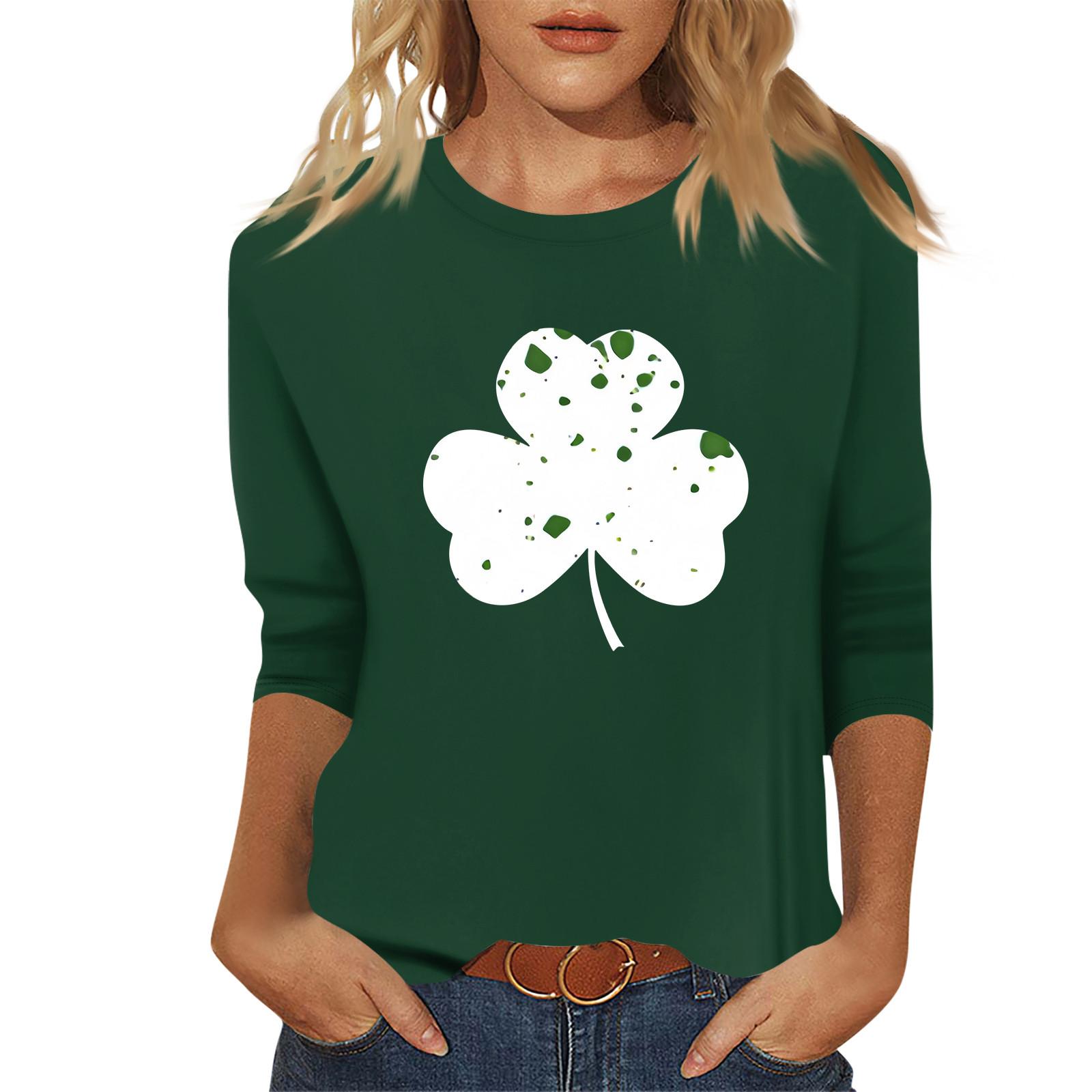

Женская модная и повседневная рубашка с рукавом семь четвертей. Топ-пуловер с принтом ко Дню Святого Патрика XL