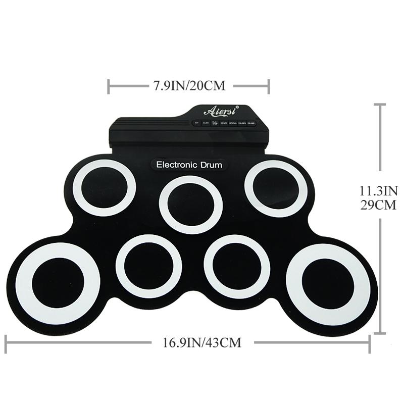 Electric Drum Set, 7-Pad Electronic Drum Set with ,Roll-up Drum Practice Pad, Great Holiday Xmas Birthday Gift for Kids