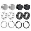 1/12 Pairs Magnetic Ear Clip Set Men and Women Stainless Steel Ring Cross Non-Perforated Fake Gauge Huggie Hoop Earrings Set