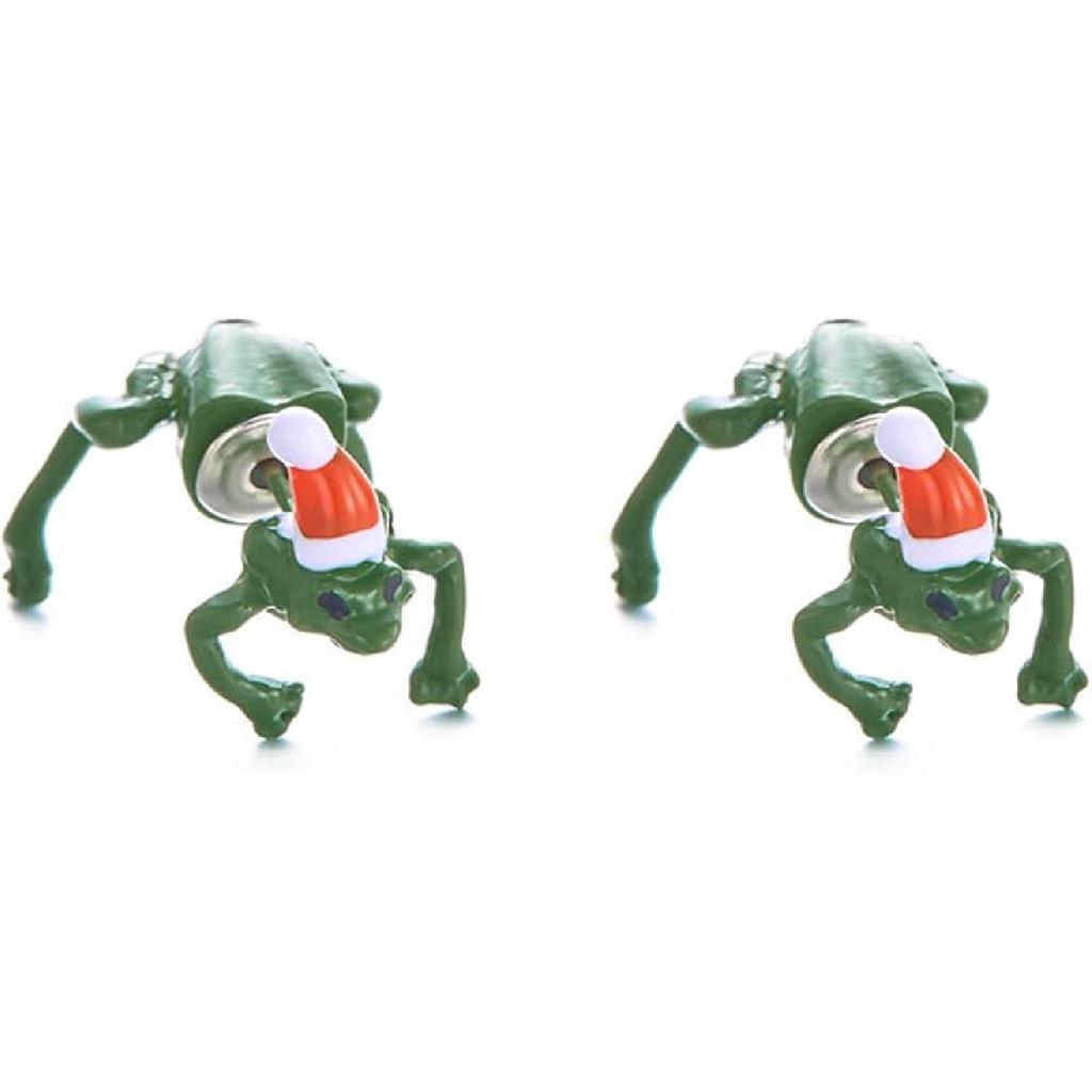 Frog Earrings for Women Christmas Hat Frog Earrings Frogs Shaped Stud Earrings Cute Christmas Animal Earrings Jewelry for Women
