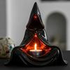 Mystic Wizard Candle Holder Halloween Hooded Cloak Tealight Holder Gothic Candlestick Ornament for Home Tabletop Decor