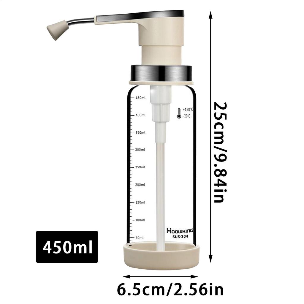 Press Type Honey Bottle High Borosilicate Glass No Drip Syrup Dispenser Coffee Syrup Dispenser Kitchen Tool Container