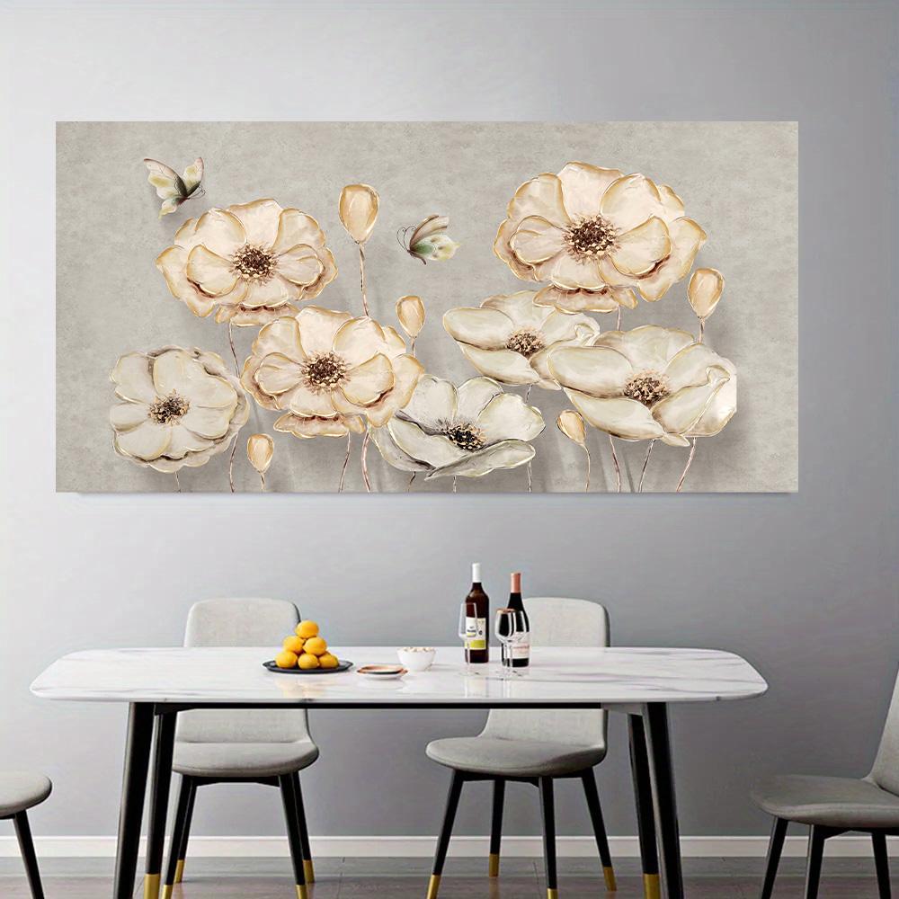Modern Abstract Retro Flower Canvas Art Print, Wall Decor for Living Room, Bedroom, and Hallway