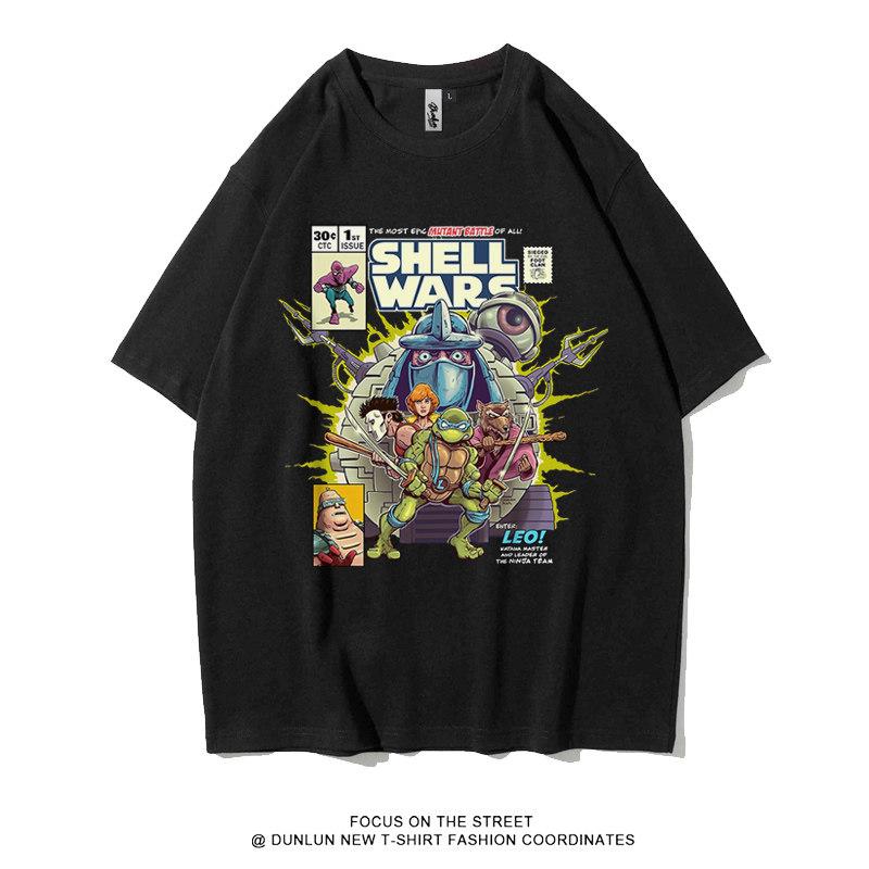 

2026 New Cotton Mens Short Sleeves Highquality Comfortable Short Sleeves Ninja Turtles Printed Short Sleeves Mens Gifts XL