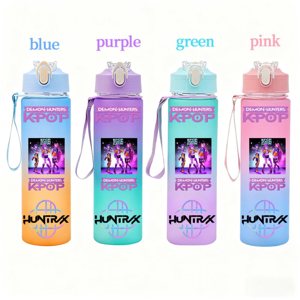 KPop Demon Hunters Gradient Water Bottles Student Adult Drinking Cup Portable High-capacity Outdoor Drink Bottle Gift 750ML Kid Friendly Entertaining