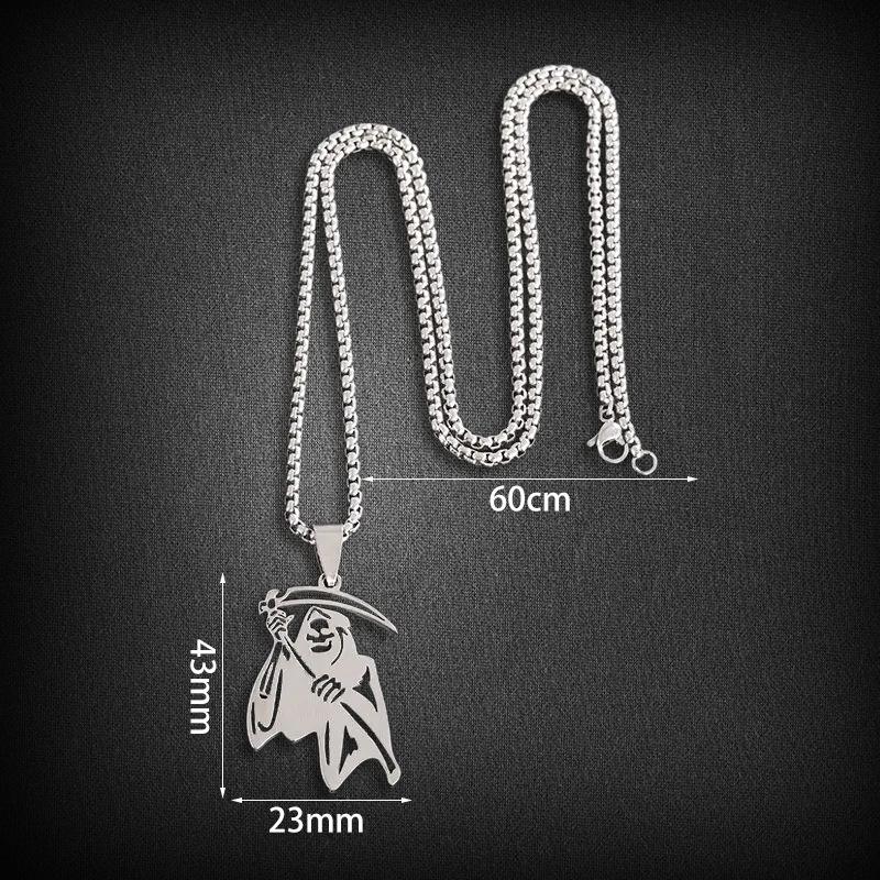 Halloween Series Reaper Skull Pendant Accessories Skull Reaper Sickle Pendant Necklace Men's Titanium Steel Necklace