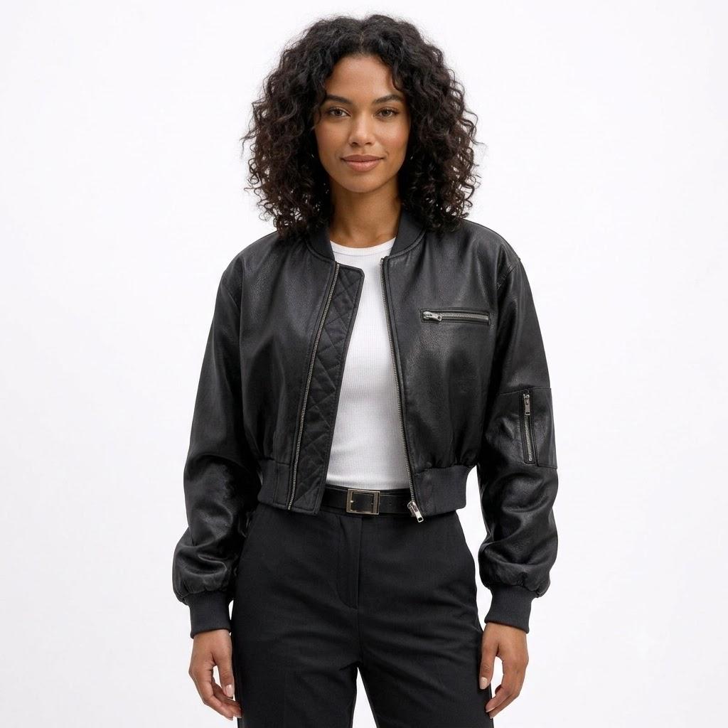 Black Women`s Genuine Casual Lambskin Leather