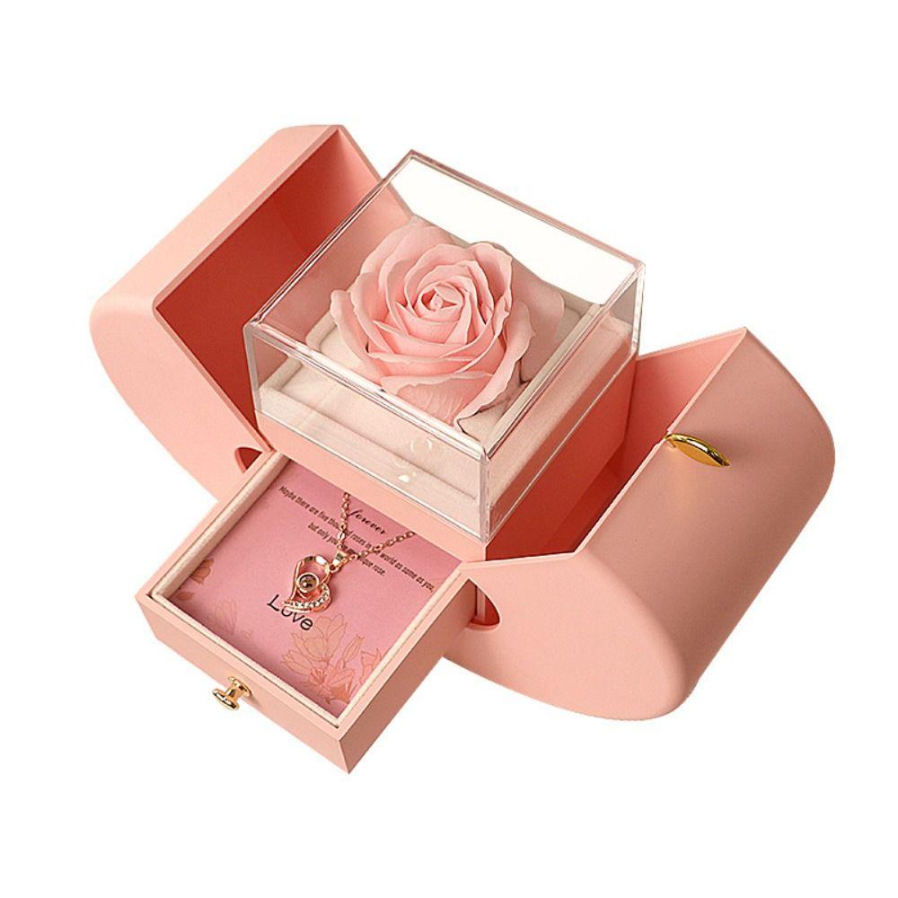 Rose Flower Jewelry Ring Box Romantic Accessories Luxury Pendant Necklace Box Jewelry Display Portable Wedding Storage Case