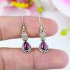 Natural Garnet, Peridot Gemstone 925 Solid Sterling Silver Earring 1.5" L2a95