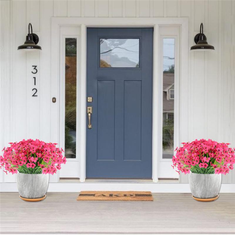 10 Teile/paket Künstliche Blume Frühling Gras Grün Pflanzen Aquatische Violett DIY Outdoor Balkon Hause Dekoration