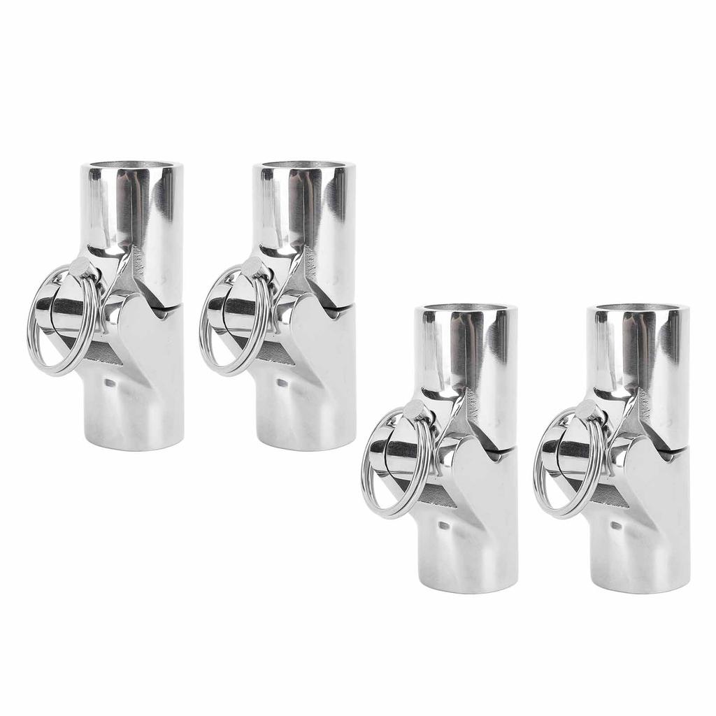 4pcs Boat Pipe Connector 22mm Stainless Steel Folding Swivel Tube Connector Hardware for Marine Yachet