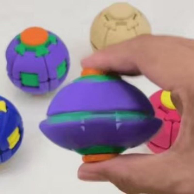 New Creative Stress Relief Finger Toy - Press to Transform and Spin Fidget Gyro - Anxiety Relief Sensory Novelty Gift