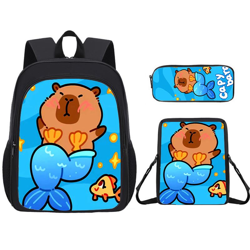 Capybara Kids Backpack And Pen Case With Lightweight Design For School And Day Trips