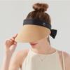 Ribbon Strap Straw Beach Hat Breathable Visor Hat Fashion Empty Top Hat  Summer