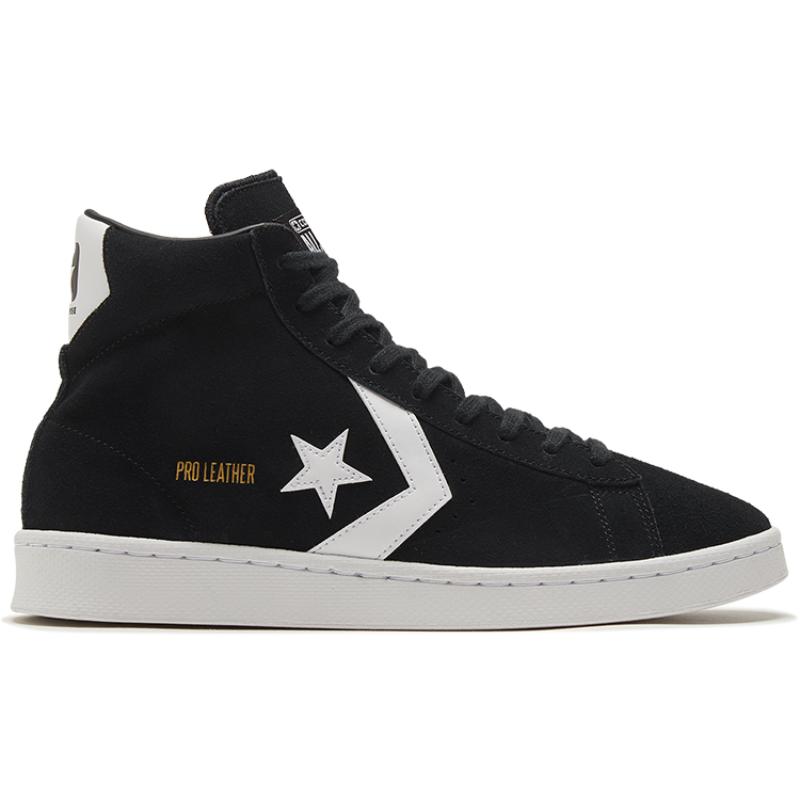 Converse Cons Pro Leather Classic Versatile Casual Non-slip Wear-resistant High-top Skate Shoes Unisex Pure Black
