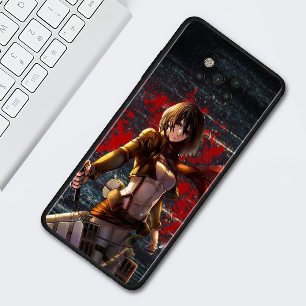 Anime Japanese Attack On Titan Case For Xiaomi Mi Poco X3 M3 Pro X4 NFC F3 GT Pocophone F1 Black TPU Soft Cover Cellphones Capa